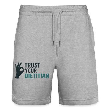 Vertrauen Sie auf die professionelle Beratung Ihres Ernährungsberaters - Stanley/Stella Unisex Bio Joggingshorts Trainer  - Grau meliert - Vorne - Nik (191cm) & Marisol (170cm)