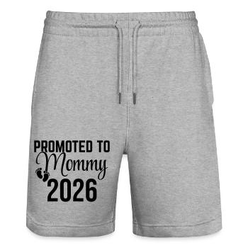 Promoted to Mommy 2026 – Mommy Design in the making - Stanley/Stella Trainer Unisex Organic Jogging Shorts - heather grey - Front - Nik (191cm) & Marisol (170cm)
