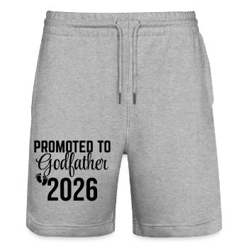 Promoted to Godfather 2026 – Patenonkel Design - Stanley/Stella Trainer Unisex Organic Jogging Shorts - heather grey - Front - Nik (191cm) & Marisol (170cm)