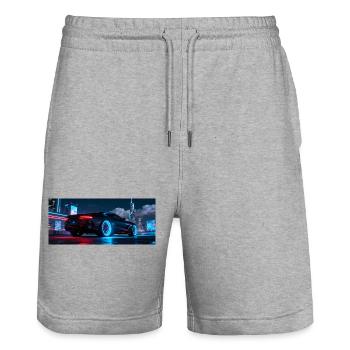 Neonflitzer Stadtnacht - Stanley/Stella Unisex Bio Joggingshorts Trainer  - Grau meliert - Vorne - Nik (191cm) & Marisol (170cm)