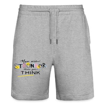 Tu es plus fort que tu ne le crois - Short de jogging bio TRAINER Stanley/Stella unisexe - gris chiné - Devant - Nik (191cm) & Marisol (170cm)