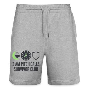 Startup-gründer Survivor Burnout Recover - Stanley/Stella Unisex Bio Joggingshorts Trainer  - Grau meliert - Vorne - Nik (191cm) & Marisol (170cm)