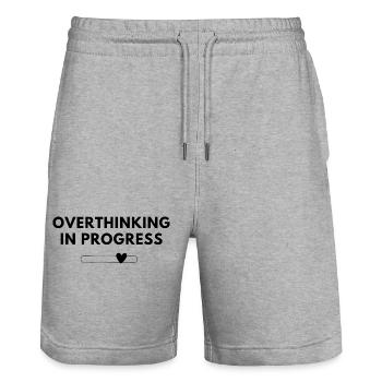 Overthinking in Progress – Statement Shirt - Stanley/Stella Trainer Unisex Organic Jogging Shorts - heather grey - Front - Nik (191cm) & Marisol (170cm)