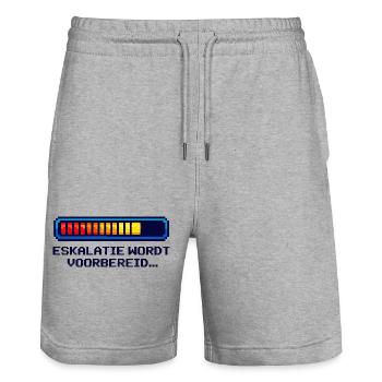 Eskalatie Nerd Shirt – Grappig Geek Design NL - Stanley/Stella Trainer Unisex Organic Jogging Shorts - heather grey - Front - Nik (191cm) & Marisol (170cm)