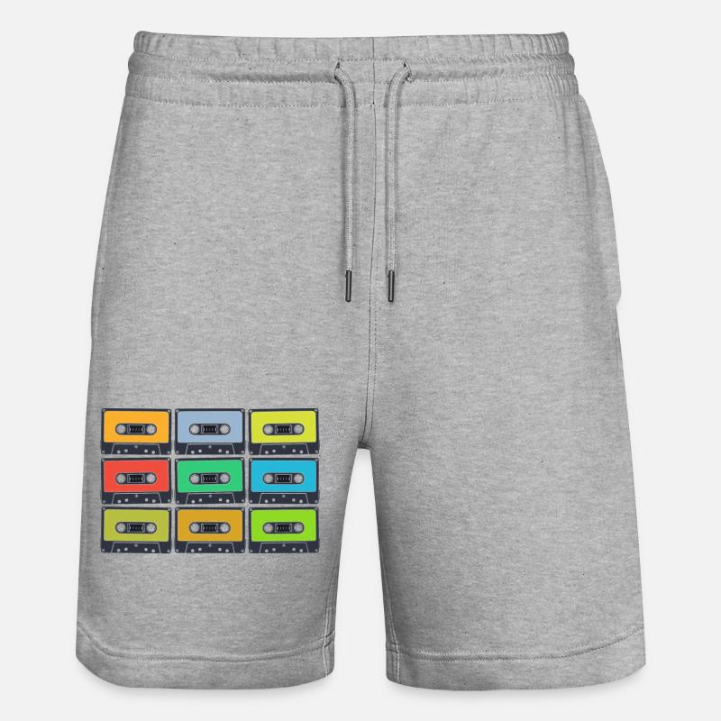 Cassettes rétro en couleur - Short de jogging bio TRAINER Stanley/Stella unisexe - gris chiné