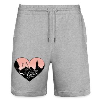 Görli Herz Görlitzer Park - Stanley/Stella Unisex Bio Joggingshorts Trainer  - Grau meliert - Vorne - Nik (191cm) & Marisol (170cm)