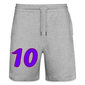 10. 10 ANS. 10e ANNIVERSAIRE. ANNIVERSAIRE 10 ANS. - Short de jogging bio TRAINER Stanley/Stella unisexe - gris chiné - Devant - Nik (191cm) & Marisol (170cm)