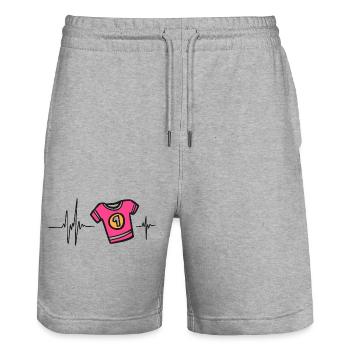 Sportleidenschaft | Rhythm Heart Trikot Nummer 1 - Stanley/Stella Unisex Bio Joggingshorts Trainer  - Grau meliert - Vorne - Nik (191cm) & Marisol (170cm)