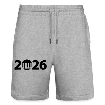 Piano 2026, Concert 2026, Pianist 2026 - Stanley/Stella Trainer Unisex Organic Jogging Shorts - heather grey - Front - Nik (191cm) & Marisol (170cm)