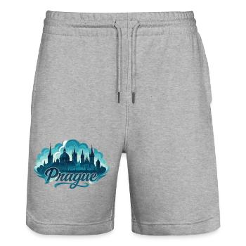 Prag Praha Hauptstadt Tschechien maritim Geschenk - Stanley/Stella Unisex Bio Joggingshorts Trainer  - Grau meliert - Vorne - Nik (191cm) & Marisol (170cm)