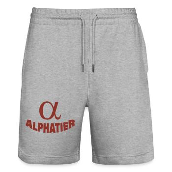 ALPHATIER - Stanley/Stella Unisex Bio Joggingshorts Trainer  - Grau meliert - Vorne - Nik (191cm) & Marisol (170cm)