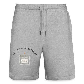 Let This Hooman Be Bl*ssed - Stanley/Stella Unisex Bio Joggingshorts Trainer  - Grau meliert - Vorne - Nik (191cm) & Marisol (170cm)