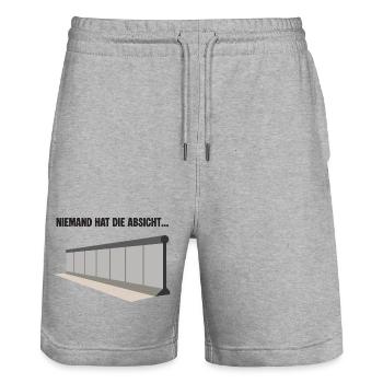 Absichtslose Mauer Zitat - Stanley/Stella Unisex Bio Joggingshorts Trainer  - Grau meliert - Vorne - Nik (191cm) & Marisol (170cm)