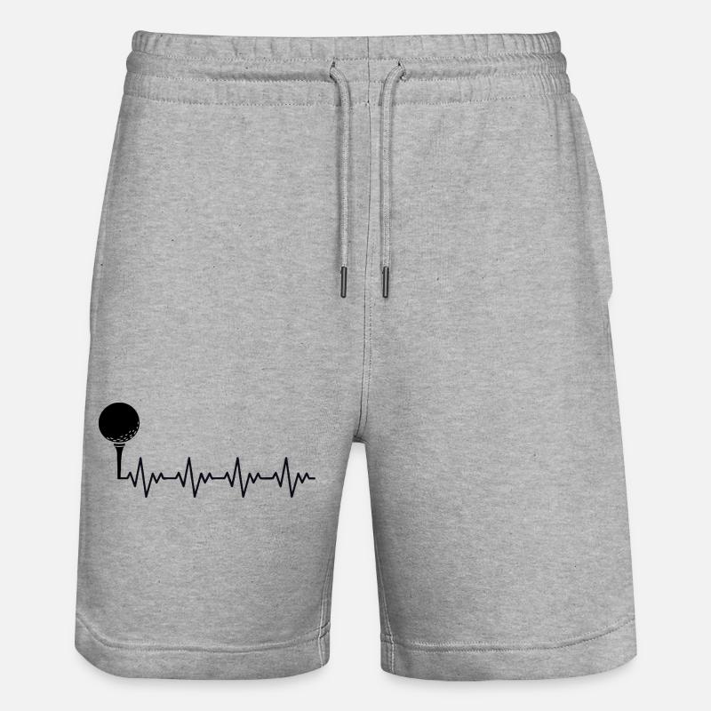 Golf Golfer Golfball EKG Herzschlag Herzfrequenz - Stanley/Stella Unisex Bio Joggingshorts Trainer  - Grau meliert