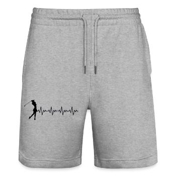 Golf Golferin Golfschlag EKG Herzschlag - Stanley/Stella Unisex Bio Joggingshorts Trainer  - Grau meliert - Vorne - Nik (191cm) & Marisol (170cm)
