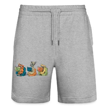 Süße Tiere lesen Glauben an sich selbst Buchgeschenk - Stanley/Stella Unisex Bio Joggingshorts Trainer  - Grau meliert - Vorne - Nik (191cm) & Marisol (170cm)
