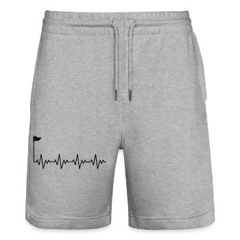 Golf Golfer Golfloch mit Fahne EKG Herzschlag - Stanley/Stella Unisex Bio Joggingshorts Trainer  - Grau meliert - Vorne - Nik (191cm) & Marisol (170cm)