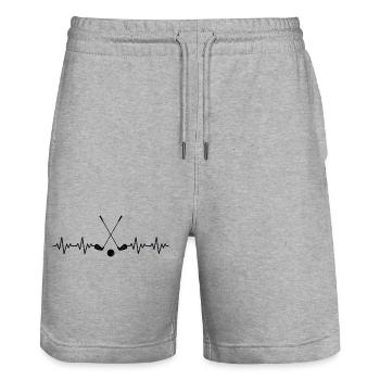 Golf Golf Ball Golf Clubs ECG Heartbeat - Stanley/Stella Trainer Unisex Organic Jogging Shorts - heather grey - Front - Nik (191cm) & Marisol (170cm)