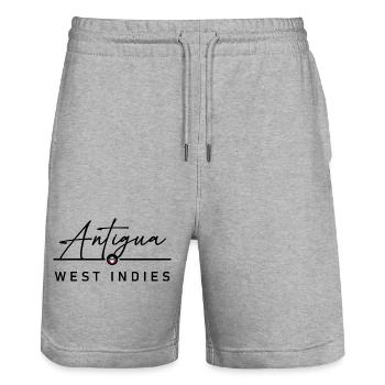 Antigua and Barbuda - West Indies - Caribbean - Stanley/Stella Trainer Unisex Organic Jogging Shorts - heather grey - Front - Nik (191cm) & Marisol (170cm)