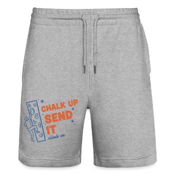 Chalk Up Send It Climb On Rock Climbing Fun - Stanley/Stella Unisex Bio Joggingshorts Trainer  - Grau meliert - Vorne - Nik (191cm) & Marisol (170cm)