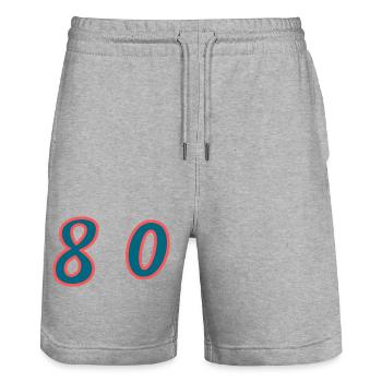 80. 80 JAHRE. 80. JUBILÄUM. 80-JAHRES-JUBILÄUM. - Stanley/Stella Unisex Bio Joggingshorts Trainer  - Grau meliert - Vorne - Nik (191cm) & Marisol (170cm)