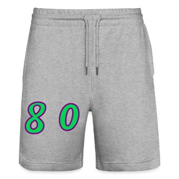 80. 80 JAHRE. 80. JUBILÄUM. 80-JAHRES-JUBILÄUM. - Stanley/Stella Unisex Bio Joggingshorts Trainer  - Grau meliert - Vorne - Nik (191cm) & Marisol (170cm)