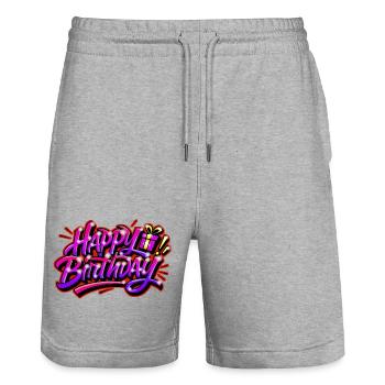 Graffiti HAPPY BIRTHDAY PRINTABLE - Stanley/Stella Unisex Bio Joggingshorts Trainer  - Grau meliert - Vorne - Nik (191cm) & Marisol (170cm)