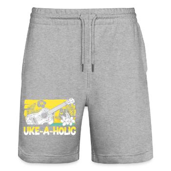 Hawaiian Ukulele Uke Uke-A-Holic - Stanley/Stella Trainer Unisex Organic Jogging Shorts - heather grey - Front - Nik (191cm) & Marisol (170cm)