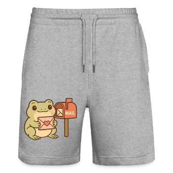 Kawaii Frog with Letter – Cute Mail Frog - Stanley/Stella Trainer Unisex Organic Jogging Shorts - heather grey - Front - Nik (191cm) & Marisol (170cm)