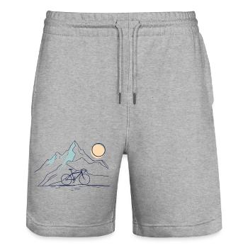 Mountain Ride - Stanley/Stella Trainer Unisex Organic Jogging Shorts - heather grey - Front - Nik (191cm) & Marisol (170cm)