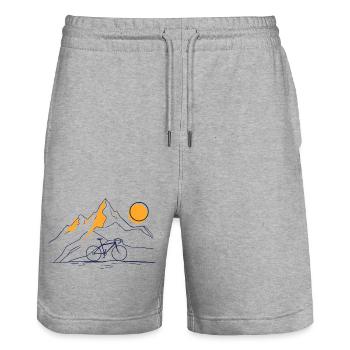 Bike Mountain Sun - Stanley/Stella Unisex Bio Joggingshorts Trainer  - Grau meliert - Vorne - Nik (191cm) & Marisol (170cm)