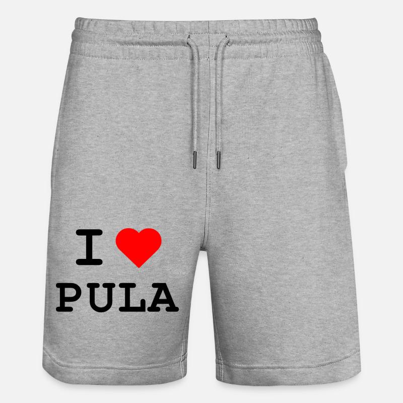 J’aime Pula - Ich liebe Pula - Short de jogging bio TRAINER Stanley/Stella unisexe - gris chiné