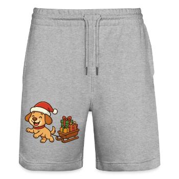 Merry Christmas Dog with Gifts - Stanley/Stella Trainer Unisex Organic Jogging Shorts - heather grey - Front - Nik (191cm) & Marisol (170cm)