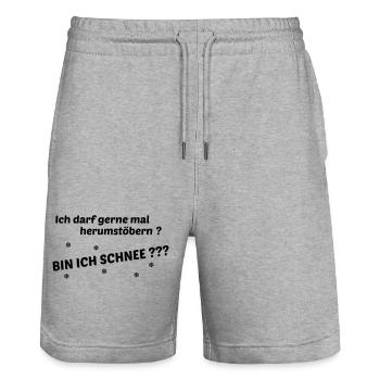 Stoebern - Stanley/Stella Trainer Unisex Organic Jogging Shorts - heather grey - Front - Nik (191cm) & Marisol (170cm)