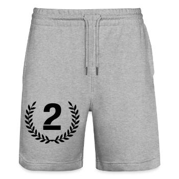 2 Kranz - Stanley/Stella Unisex Bio Joggingshorts Trainer  - Grau meliert - Vorne - Nik (191cm) & Marisol (170cm)