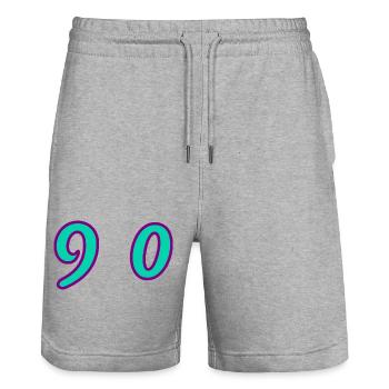 90. 90 ANS. 90e ANNIVERSAIRE. ANNIVERSAIRE 90 ANS. - Short de jogging bio TRAINER Stanley/Stella unisexe - gris chiné - Devant - Nik (191cm) & Marisol (170cm)