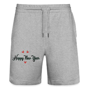 HAPPY NEW YEAR. NEW YEAR'S EVE. NEW YEAR - Stanley/Stella Trainer Unisex Organic Jogging Shorts - heather grey - Front - Nik (191cm) & Marisol (170cm)