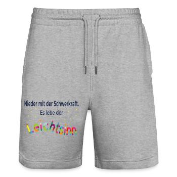 Nieder mit der Schwerkraft – Es lebe der Leichtsin - Stanley/Stella Unisex Bio Joggingshorts Trainer  - Grau meliert - Vorne - Nik (191cm) & Marisol (170cm)