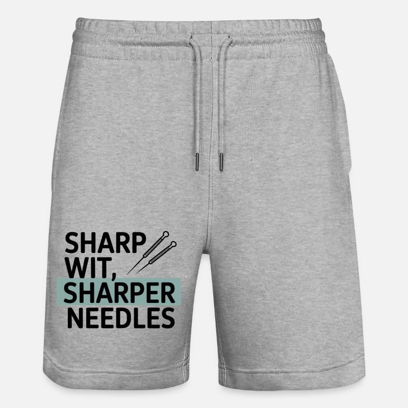 Sharp Wit Sharper Needles Acupuncturist Profession - Stanley/Stella Trainer Unisex Organic Jogging Shorts - heather grey