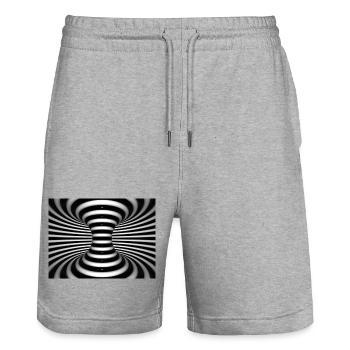 Black and white spiral vortex - Stanley/Stella Trainer Unisex Organic Jogging Shorts - heather grey - Front - Nik (191cm) & Marisol (170cm)