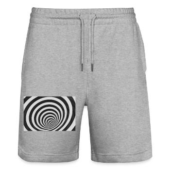 Hypnotische schwarz-weiße Spirale - Stanley/Stella Unisex Bio Joggingshorts Trainer  - Grau meliert - Vorne - Nik (191cm) & Marisol (170cm)
