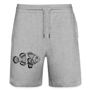 Clownfisch - Stanley/Stella Unisex Bio Joggingshorts Trainer  - Grau meliert - Vorne - Nik (191cm) & Marisol (170cm)