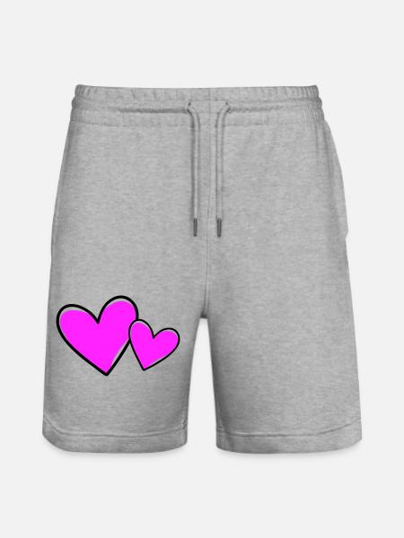 Hearts Symbol Love - Stanley/Stella Trainer Unisex Organic Jogging Shorts - heather grey