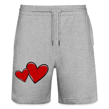 Hearts Symbol Love - Stanley/Stella Trainer Unisex Organic Jogging Shorts - heather grey - Front - Nik (191cm) & Marisol (170cm)
