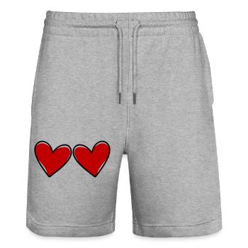 Hearts In Love Symbol - Stanley/Stella Trainer Unisex Organic Jogging Shorts - heather grey - Front - Nik (191cm) & Marisol (170cm)
