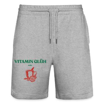 Vin chaud vitaminé Design du marché de Noël sain - Short de jogging bio TRAINER Stanley/Stella unisexe - gris chiné - Devant - Nik (191cm) & Marisol (170cm)