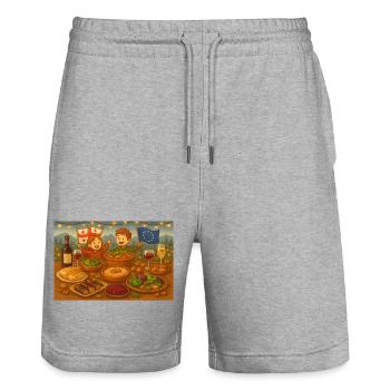 Let the swans dance - Stanley/Stella Trainer Unisex Organic Jogging Shorts - heather grey - Front - Nik (191cm) & Marisol (170cm)