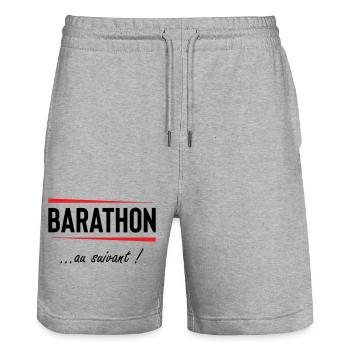 Barathon au suivant ! Alcool  - Short de jogging bio TRAINER Stanley/Stella unisexe - gris chiné - Devant - Nik (191cm) & Marisol (170cm)