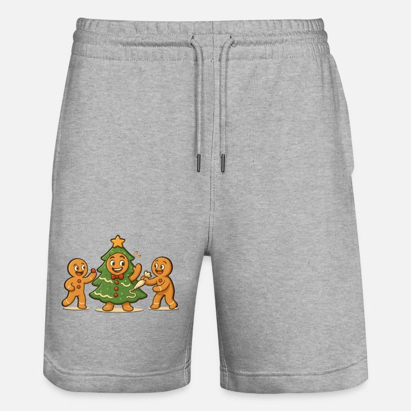 Lebkuchenmannel-Mann verkleideter Weihnachtsbaum - Stanley/Stella Unisex Bio Joggingshorts Trainer  - Grau meliert