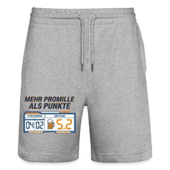 Mehr_Promille_Punkte_Scoreboard_Hoodie_T-shirt - Stanley/Stella Unisex Bio Joggingshorts Trainer  - Grau meliert - Vorne - Nik (191cm) & Marisol (170cm)